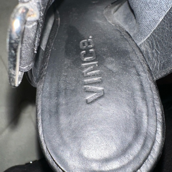 Vince Black Leather Slingback Sandal Heels - Picture 3 of 5